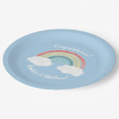 Boho Rainbow Baby shower Blue Boy Papieren Bordje (Gekanteld)