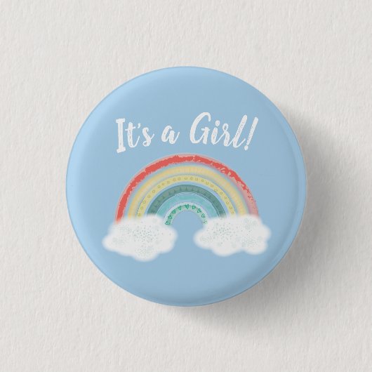 Boho Rainbow Baby shower Blue Boy Ronde Button 3,2 Cm (Voorkant)