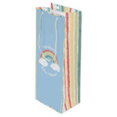 Boho Rainbow Baby shower Blue Boy Wijn Cadeautas (Voorkant Gekanteld)