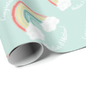 Boho Rainbow Baby shower Cadeaupapier (Rol Hoek)