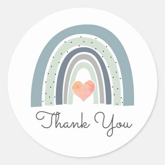 Boho Rainbow Baby shower Dank u wel Classic Round Ronde Sticker (Voorkant)