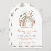 Boho Rainbow Baby shower Dusty Blue Invitation (Devant / Derrière)