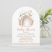 Boho Rainbow Baby shower Dusty Blue Invitation Kaart (Staand voorkant)