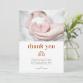 Boho Rainbow Baby shower Foto: Dank u wel Bedankkaart (Staand voorkant)