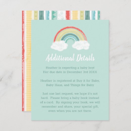 Boho Rainbow Baby shower Informatiekaartje (Voorkant / Achterkant)