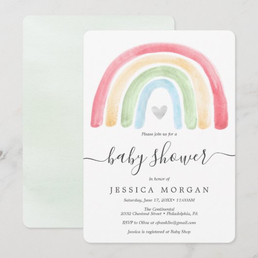 Boho Rainbow Baby shower Invitation Card Kaart (Voorkant / Achterkant)