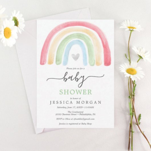 Boho Rainbow Baby shower Invitation Card Kaart