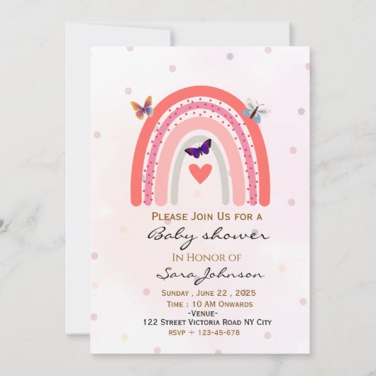 Boho Rainbow Baby Shower Invitation  Kaart (Voorkant)