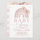 Boho Rainbow Baby shower Invitation Pampas (Devant / Derrière)