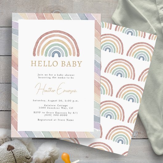 Boho Rainbow Baby shower Kaart