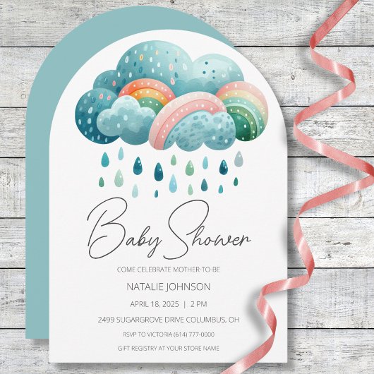 Boho Rainbow Baby shower Kaart