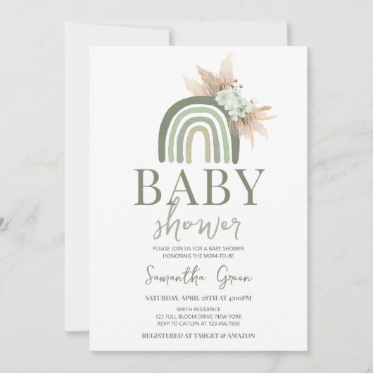 Boho Rainbow Baby shower Kaart (Voorkant)
