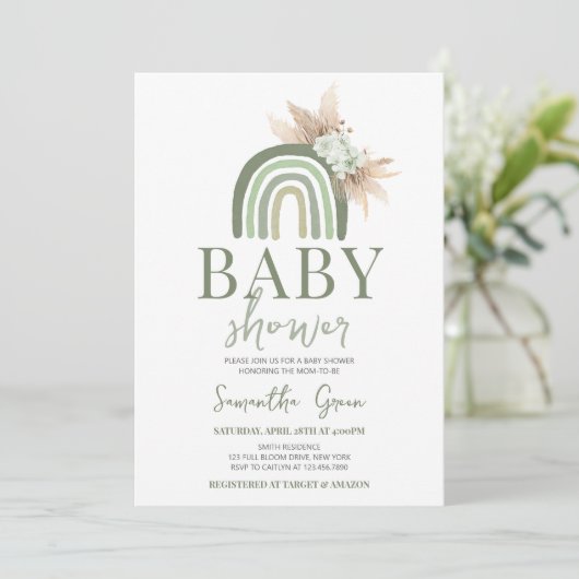 Boho Rainbow Baby shower Kaart (Staand voorkant)