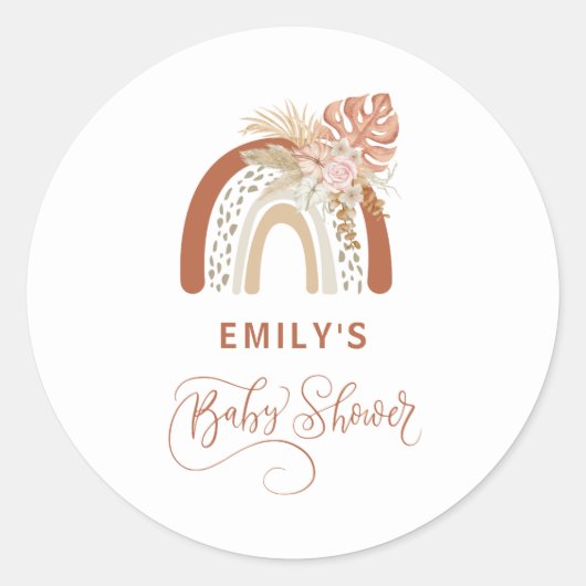 Boho Rainbow Baby shower Ronde Sticker (Voorkant)
