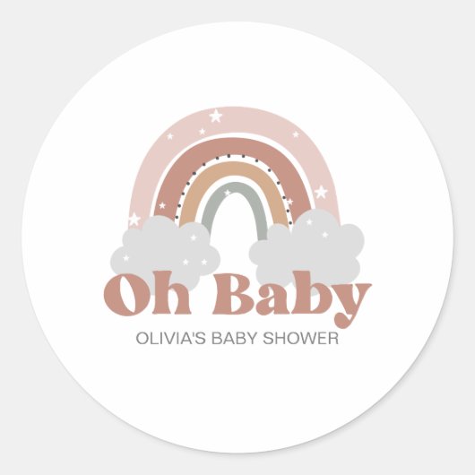 Boho Rainbow Baby shower Ronde Sticker (Voorkant)