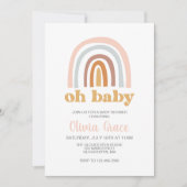 Boho Rainbow Baby shower rose Invitation (Devant)