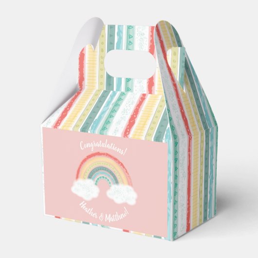 Boho Rainbow Baby shower Roze Bedankdoosjes (Voorkant Zijde)