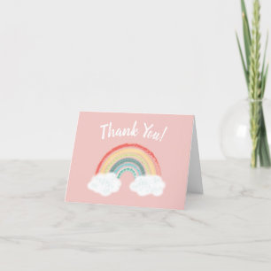 Boho Rainbow Baby shower Roze Bedankkaart