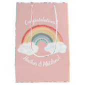 Boho Rainbow Baby shower Roze Medium Cadeauzakje (Achterkant)