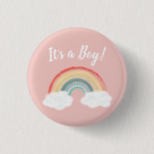 Boho Rainbow Baby shower Roze Ronde Button 3,2 Cm (Voorkant)