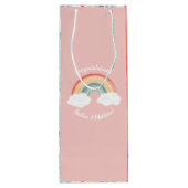Boho Rainbow Baby shower Roze Wijn Cadeautas (Achterkant)