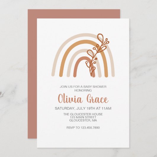 Boho Rainbow Baby shower Uitnodiging (Voorkant / Achterkant)