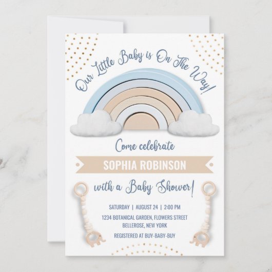 Boho Rainbow Baby shower Uitnodiging (Voorkant)