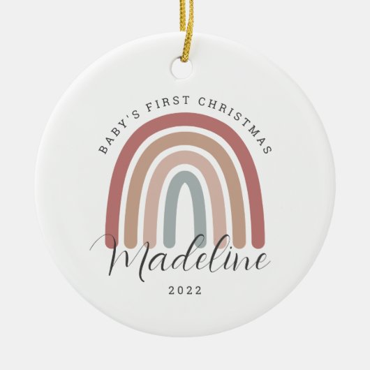 Boho Rainbow Baby's eerste kerstOrnament Keramisch Ornament (Voorkant)