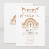 Boho Rainbow Bautizo Invitation Spanish (Devant / Derrière)