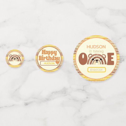 Boho Rainbow Beer eerste verjaardag Confetti (Achterkanten)