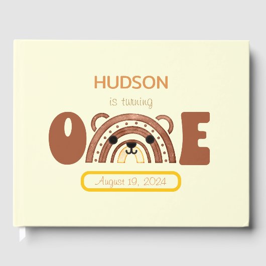 Boho Rainbow Beer eerste verjaardag Gastenboek (Voorkant)