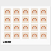 Boho Rainbow Beige Terracotta Vierkante Sticker (Vel)