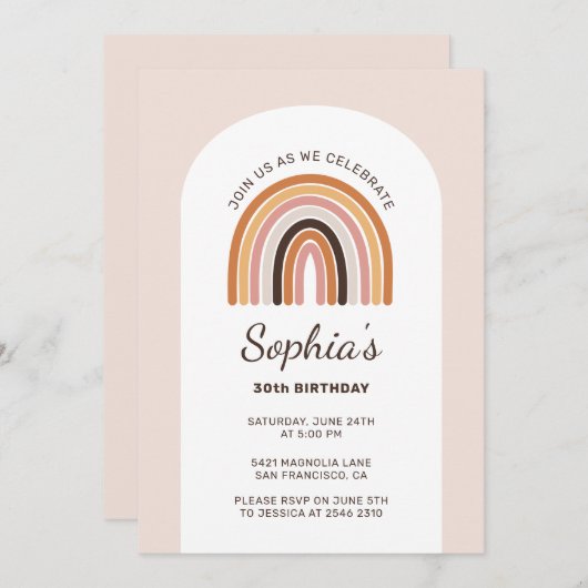 Boho Rainbow Birthday Kaart (Voorkant / Achterkant)