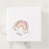 Boho Rainbow Birthday Label Pastel Neutral Modern (In situ)