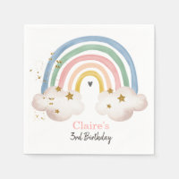 Boho Rainbow Birthday Napkins Rainbow Party Pastel