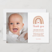 Boho Rainbow Birthday Photo Merci Invitation (Devant)