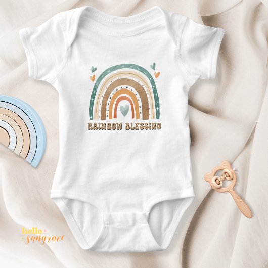 Boho Rainbow Blessing Baby Bodysuit