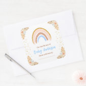 Boho Rainbow Blue Baby shower Bookplate Vierkante Sticker (Envelop)