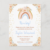 Boho Rainbow Blue Baby shower Briefkaart (Voorkant)