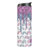 Boho Rainbow Blue Pink Glitter Drip Thermosbeker (Gedraaid links)