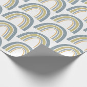Boho Rainbow Blue White Baby shower Wrapping Paper Cadeaupapier (Hoek)