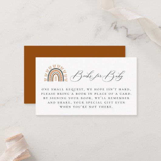 Boho Rainbow Book Request Enclosure Card Plaatskaartje (Voorkant / Achterkant in situ)