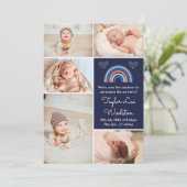 Boho Rainbow Boy Faire-part de naissance bleu mari (Debout devant)
