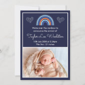 Boho Rainbow Boy Faire-part de naissance bleu mari (Devant)
