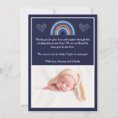 Boho Rainbow Boy Faire-part de naissance bleu mari (Dos)
