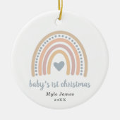 Boho Rainbow Boy Foto Baby Eerste Kerstmis Keramisch Ornament (Voorkant)