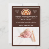 Boho Rainbow Brown Birth Announement Aankondiging (Achterkant)