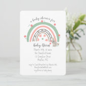 Boho Rainbow Bunny Baby shower Uitnodiging (Staand voorkant)
