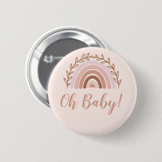 Boho Rainbow Button, Baby shower Button