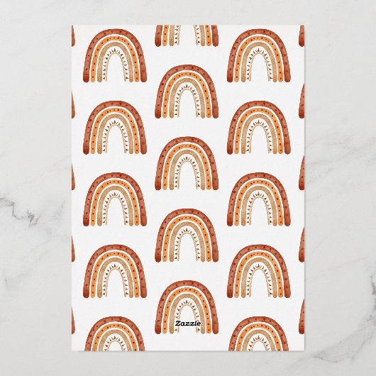 Boho Rainbow Custom Anniversaire Foil Invitation (Verso)